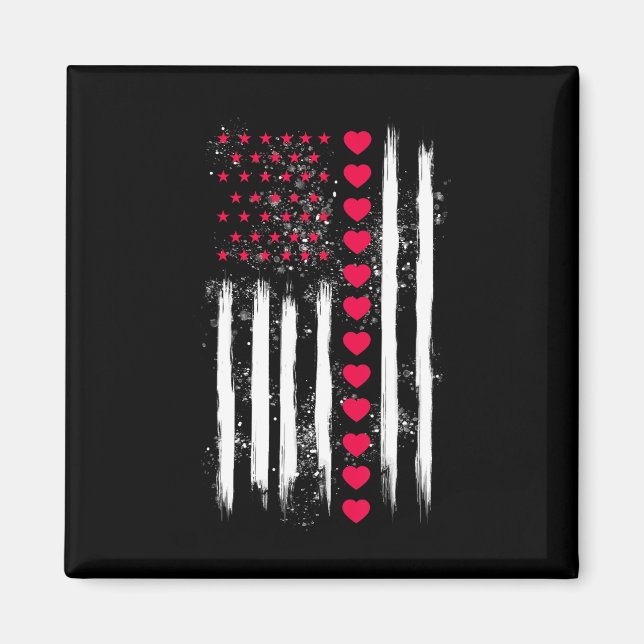 Imán Vintage Valentine Day American Flag Heart Perfect  (Frente)