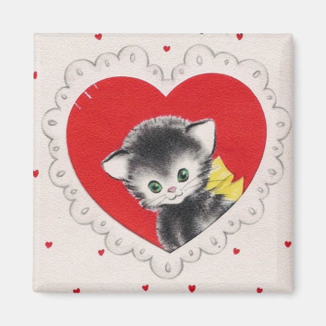 Imán Vintage Valentine Kitty (Frente)