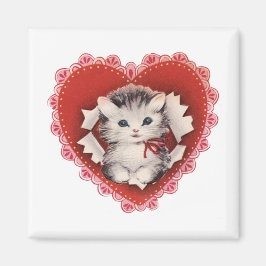 Imán Vintage Valentine Kitty Magnet