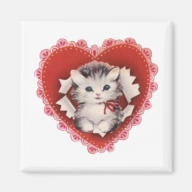 Imán Vintage Valentine Kitty Magnet (Frente)