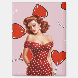 Imán Vintage Valentine Pin-Up Girl Art