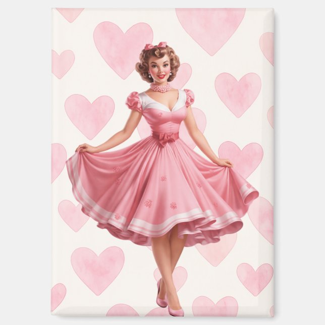 Imán Vintage Valentine Pin-Up Girl Magnet  (Anverso)