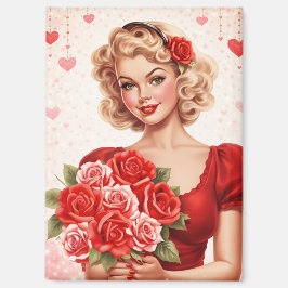 Imán Vintage Valentine Pin-Up Girl Magnet