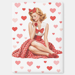 Imán Vintage Valentine Pin-Up Girl Retro Sweetheart