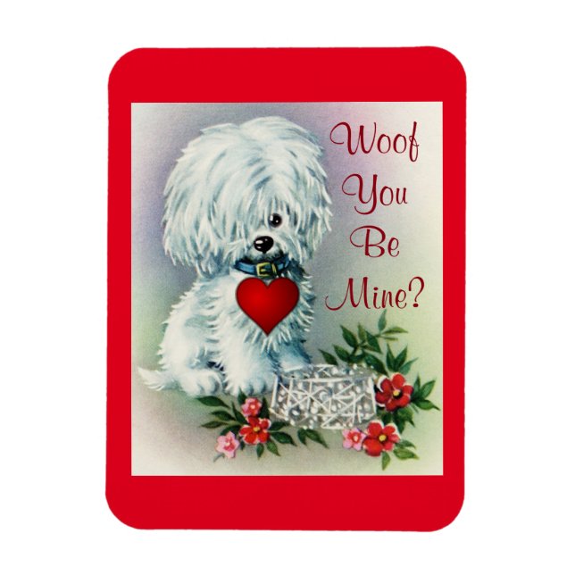 Imán Vintage Valentine Puppy (Vertical)