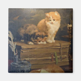 Imán Vintage Van den Eycken Tres gatos en un escritorio