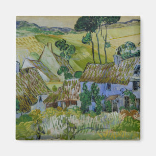 Imán Vintage Van Gogh Cabañas De Techo Cerca De Una Col