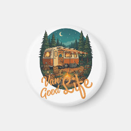 Imán Vintage Van Life Good Life Adventure Camping Badge