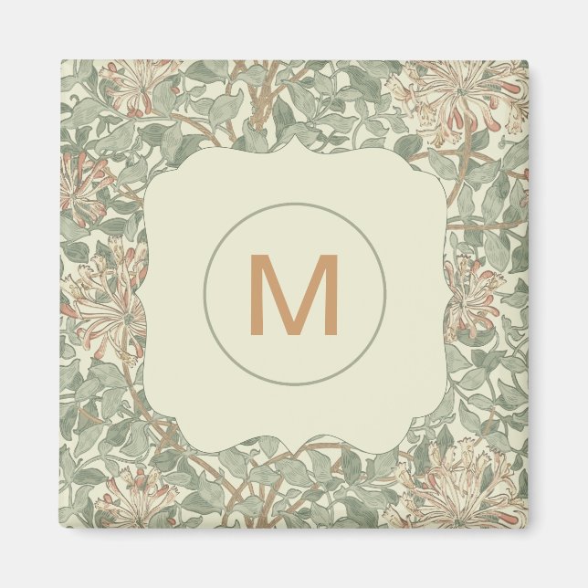 Imán Vintage verde suave William Morris Honeysuckle (Frente)