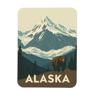Imán Vintage Viajes por la Naturaleza de Alaska