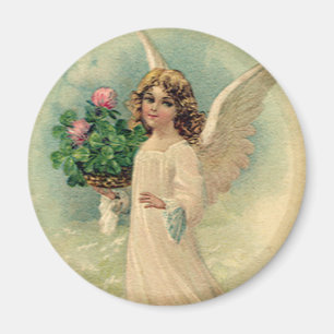 Imán Vintage Victorian Easter Angel with Flowers