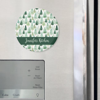 Imán Vintage Watercolor Winter Forest Personalizada