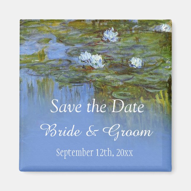 Imán vintage waterlily guardar la fecha boda (Frente)