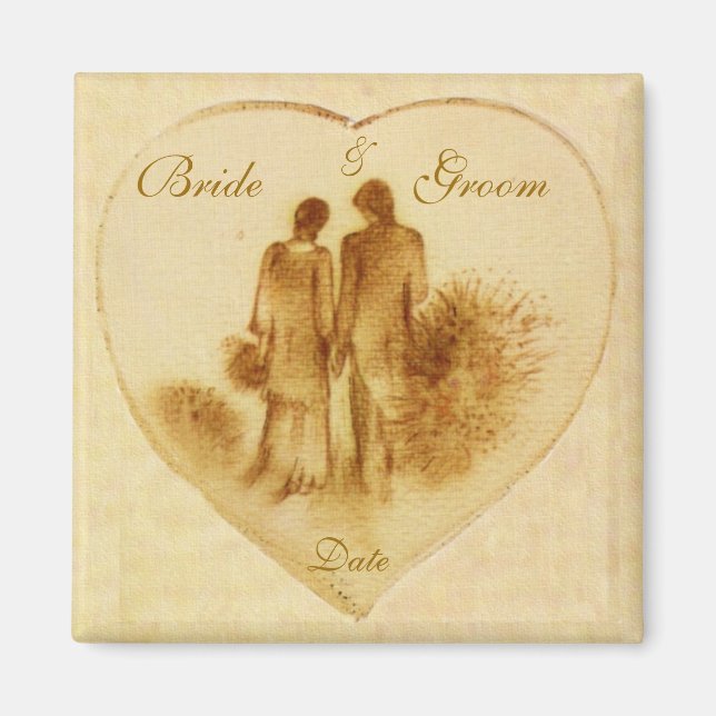 Imán Vintage Wedding Favor (Frente)