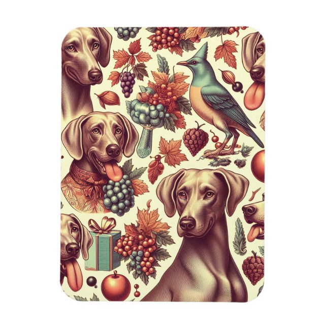 Imán Vintage Weimaraner Seamless Ilustracion (Vertical)