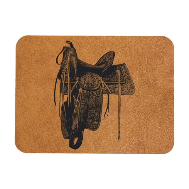 Imán Vintage Western Horse Saddle Flexible (Horizontal)