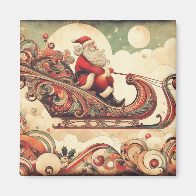 Imán vintage/whimsical/santa/Navidades (Frente)