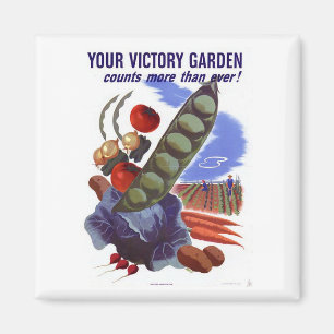 Imán Vintage WII Victory Garden Propaganda Poster