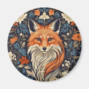 Imán Vintage William Morris inspiró Fox Rojo Floral