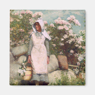 Imán Vintage Winslow Homer Chica y Laurel