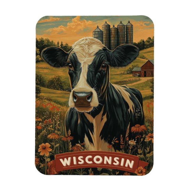 Imán Vintage Wisconsin Patriotic Spirit (Vertical)