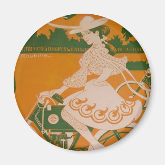 Imán Vintage Woman Ciclismo con Cupido