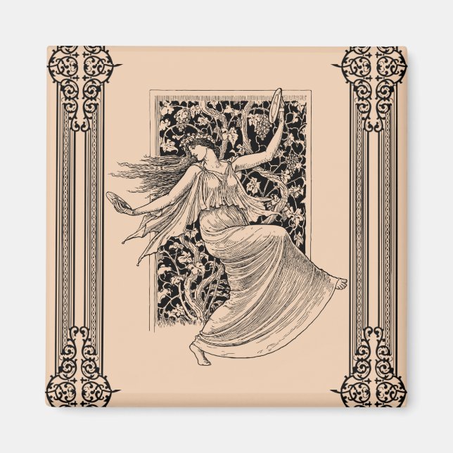 Imán Vintage Woman Dancing Fridge Magnet (Frente)