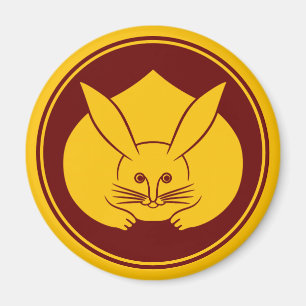 Imán Vintage Yellow Red Japan Rabbit Mon Oriental Art