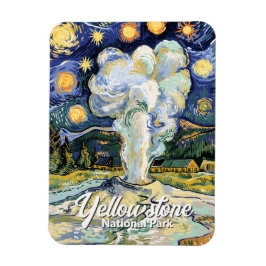 Imán Vintage Yellowstone Old Faithful Van Gogh Style