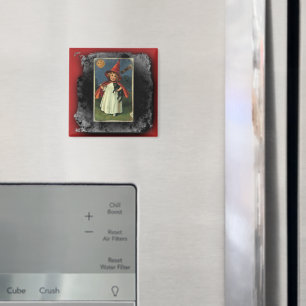 Imán Vintage Young Halloween Witch Eerie Background