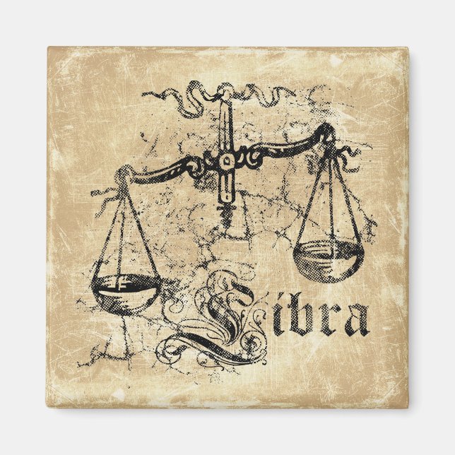 Imán Vintage Zodiac Libra (Frente)