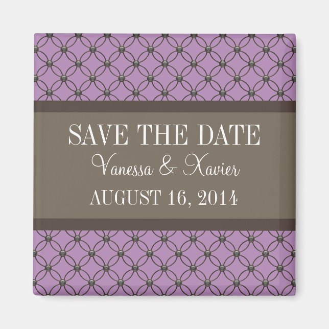 Imán Violet Fancy Lattice Save the Date Magnet (Frente)