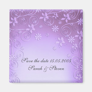 Imán Violet Floral Art Save date Magnet