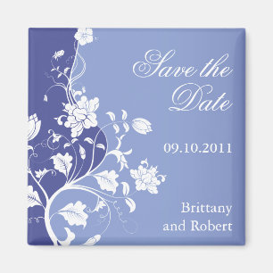 Imán Violet Floral Save the Date Magnet