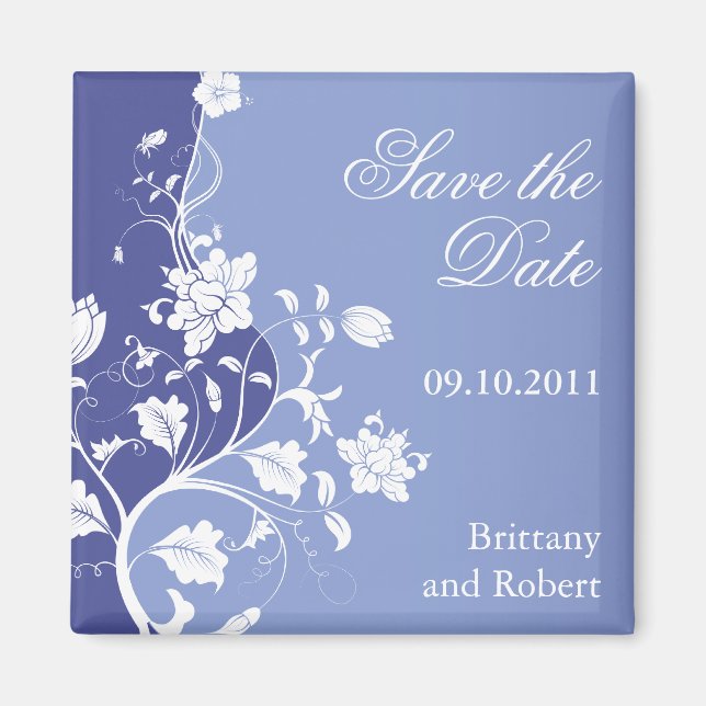 Imán Violet Floral Save the Date Magnet (Frente)