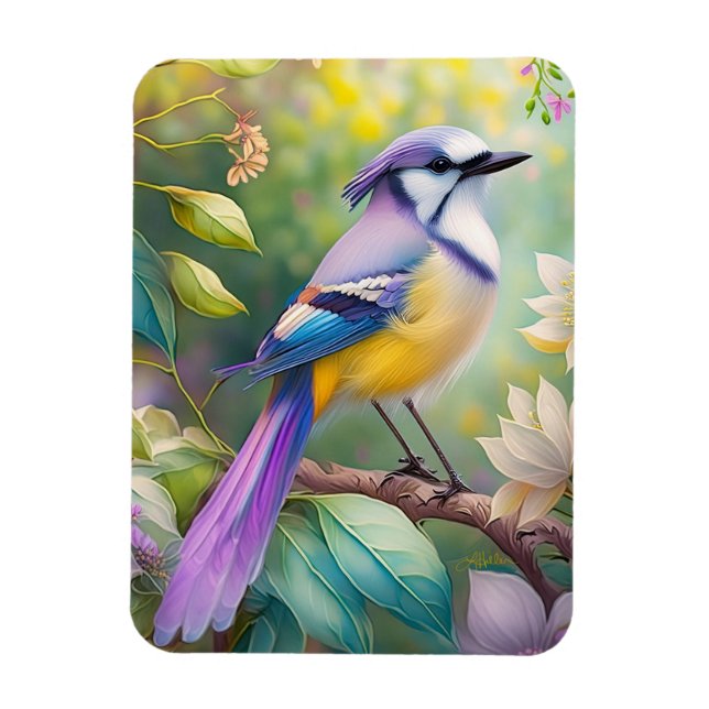 Imán Violet Tufted Jay Fantasy Bird (Vertical)