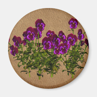 Imán Violetas púrpuras en floral de papel envejecida