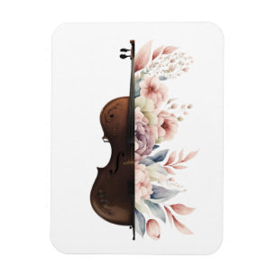 Imán Violín con flores.