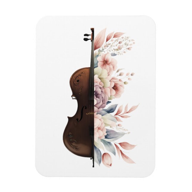 Imán Violín con flores. (Vertical)