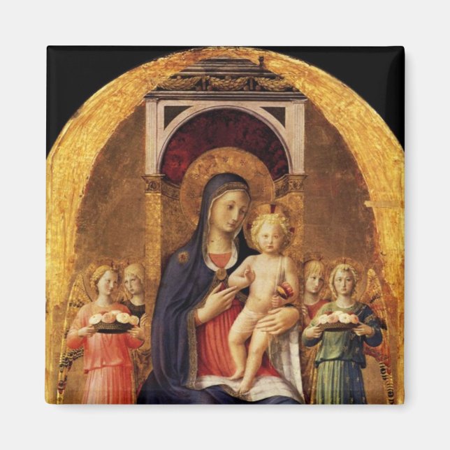 IMÁN VIRGEN CON EL NIÑO Y ÁNGELES (Frente)