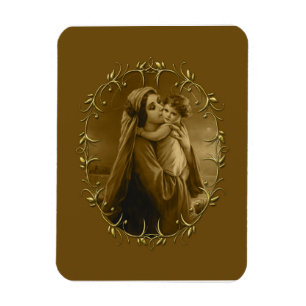 Imán Virgen María con Niño Jesús, diseño de frontera do
