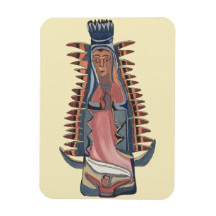 Imán Virgen María Nuestra Señora de Guadalupe pintando