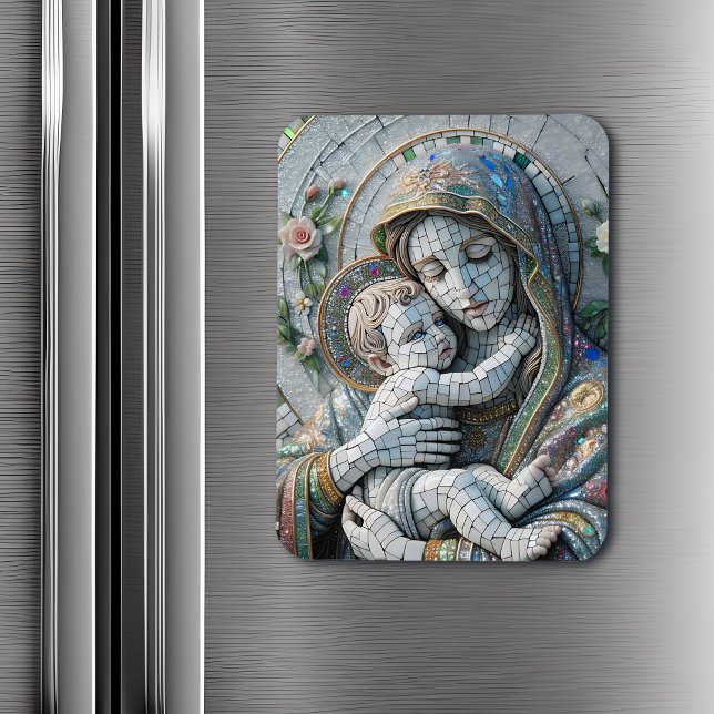 Imán Virgen María y el Niño Jesús | Estatua de Mosaic (Subido por el creador)