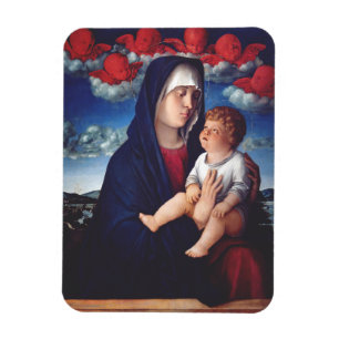 Imán Virgen María y Niño Arte Religioso Clásico