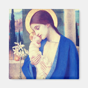 Imán Virgen María y Niño de Marianne Stokes