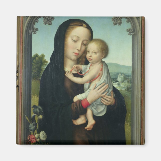 Imán Virgen y niño (aceite en el panel) (Frente)