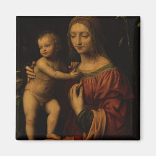 Imán Virgen y niño (aceite en el panel) 2