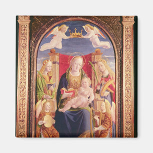Imán Virgen y niño con los músicos y los santos del