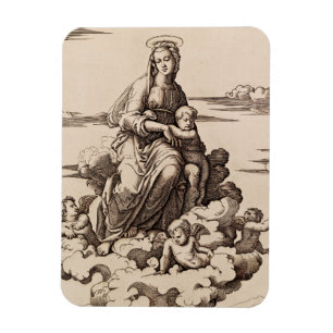 Imán Virgen y Niño en las Nubes