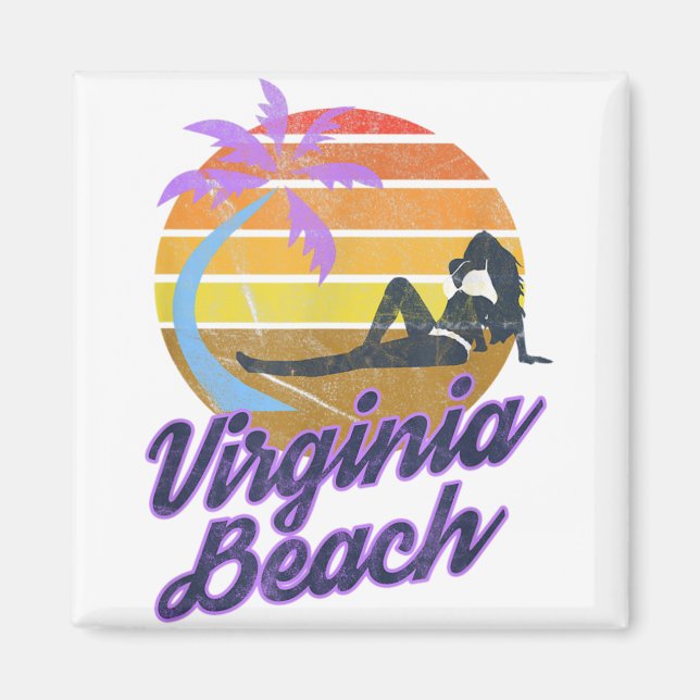 Imán Virginia Beach USA Retro Surf Backpacking America (Frente)
